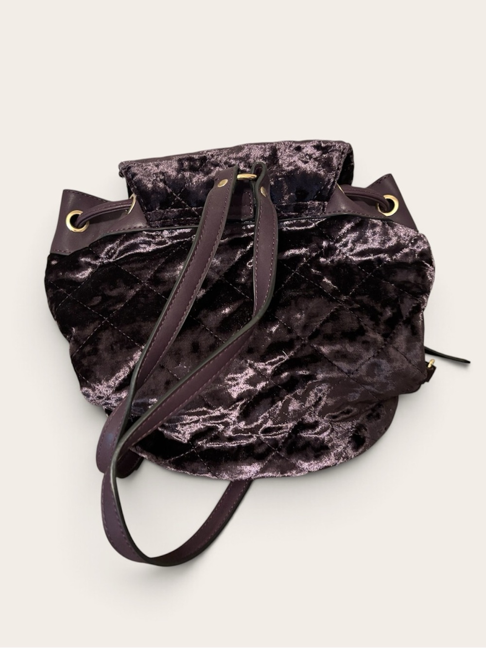 Call It Spring Velvet Drawstring Backpack - Plum - Picture 4 of 4